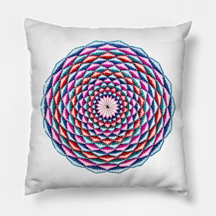 Handmade red, pink, blue mandala art Pillow