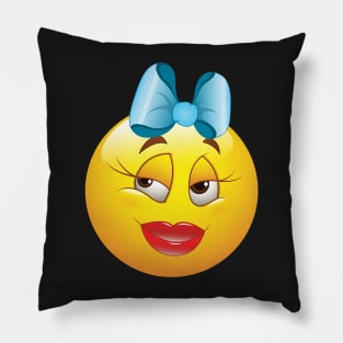 Cute Female Smiley Face Emoticon Pillow