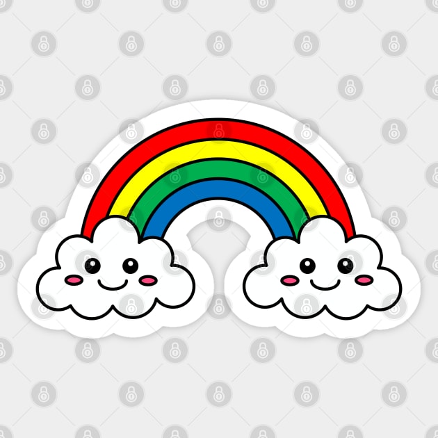 Rainbow Sticker With Clouds