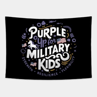 Purple Up For Military Kids Unicorn Women Girls Toddler Cute Tapestry