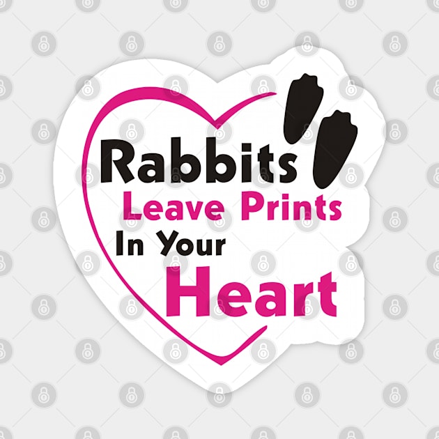RABBITS LEAVE PRINTS IN YOUR HEART Magnet by Lin Watchorn 