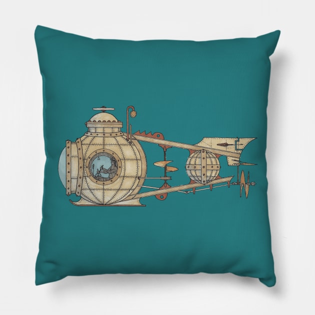 Steampunk Submarine Pillow by NathanLeber