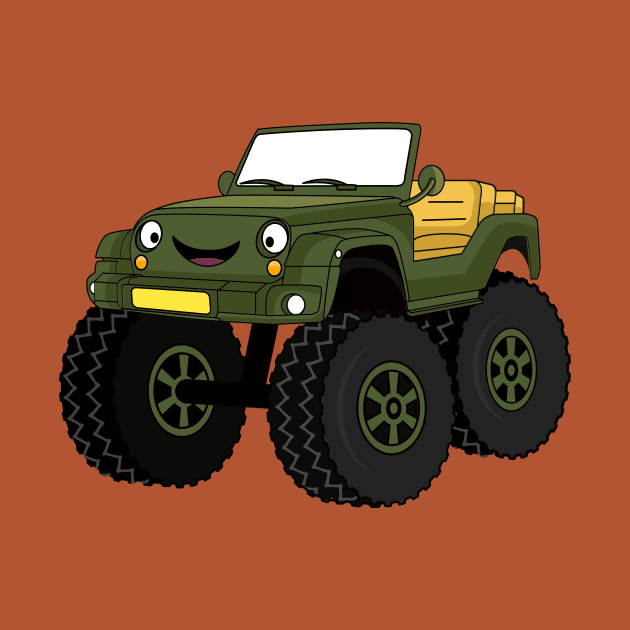 Green monster truck cartoon illustration by Cartoons of fun