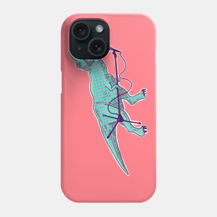 Retro dotted dinosaur with microphone Phone Case