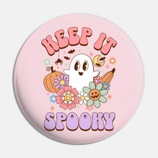 Keep it Spooky Kawaii Ghost Halloween Preppy Aesthetic Pin