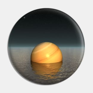 Surreal Saturn Scene Pin