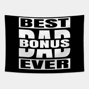 Best Bonus Dad Ever Quote Typography White Tapestry