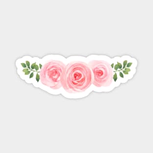 THREE PINK WATERCOLOR FLOWERS Magnet