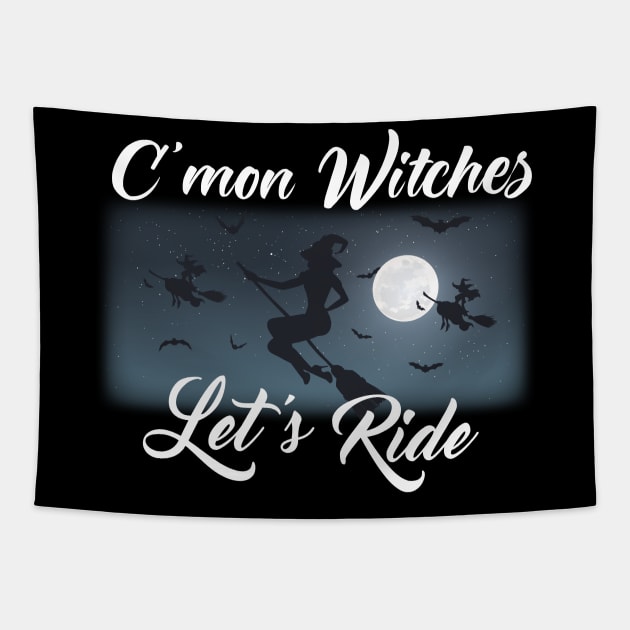 C'mon Witches, Let's Ride! Tapestry by Miranda Nelson
