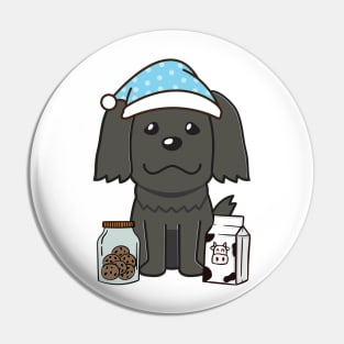 Funny black dog is having a midnight snack Pin