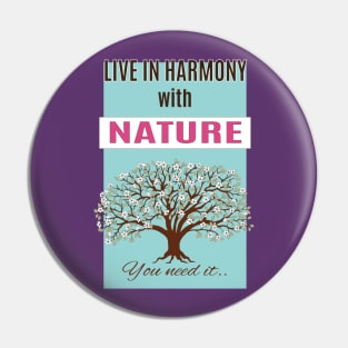 live in harmony with blooming apple tree Pin