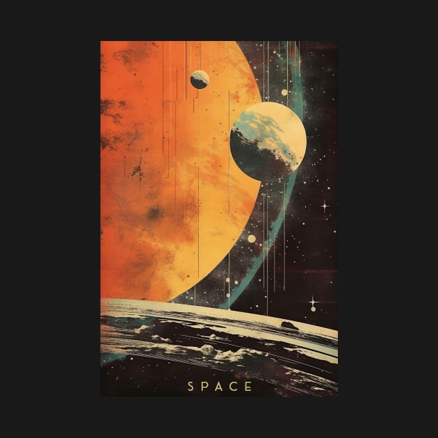 Space Adventure Vintage Travel Poster by GreenMary Design