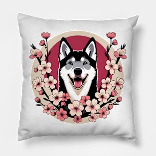 Czechoslovakian Vlcak Embraces Spring with Cherry Blossoms Pillow