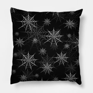 spider webs black and white print Pillow