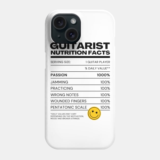 Guitarist User Nutrition Facts - White Version - Musician Guitar Player Merchandises Phone Case by Millusti