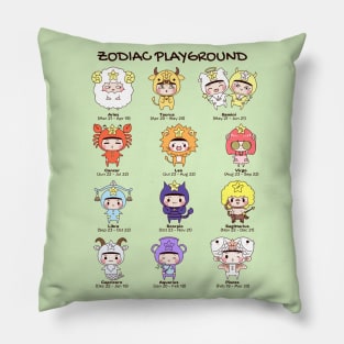 Zodiac Playground, cute zodiac signs chart Pillow