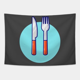 Fork And Knife Cartoon Vector Icon Illustration Tapestry