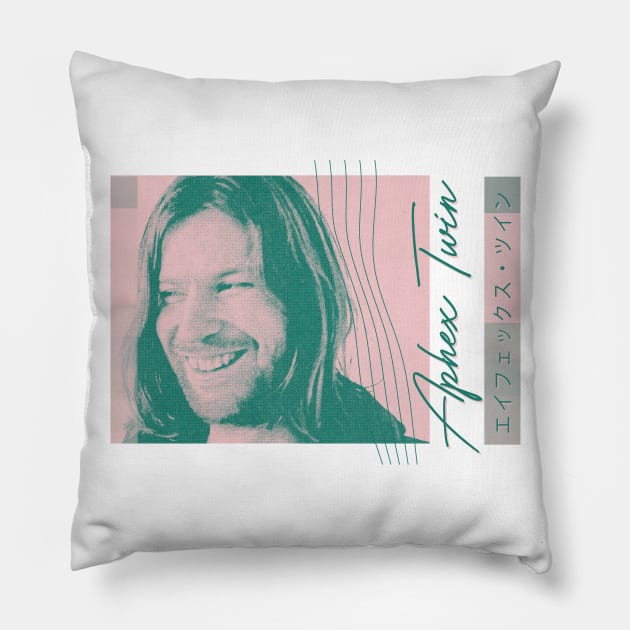 Aphex Twin ••••••••• Aesthetic Retro Fan Design Pillow by unknown_pleasures