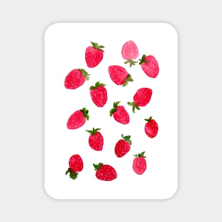 Watercolor Strawberries Pattern Magnet