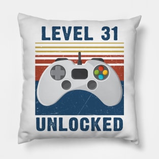 Level 31 unlocked funny gamer 31st  birthday Pillow