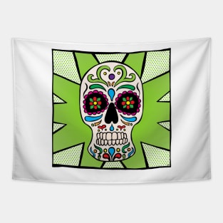 Sugar Skull - Green Tapestry