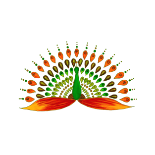 Orange and green mandala peacock T-Shirt