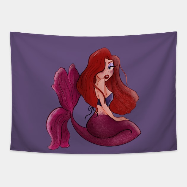 Jessica rabbit mermaid Tapestry by One Kidney Artist