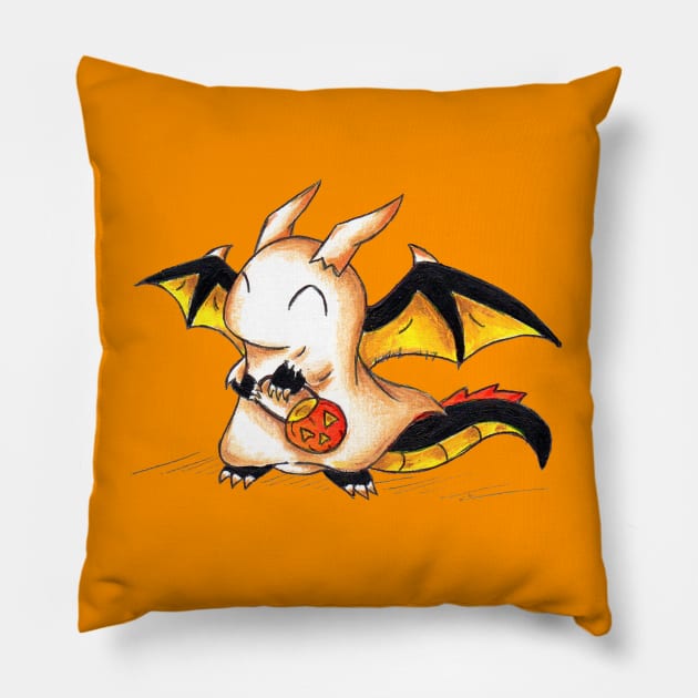 Trick or Treat Dragon Pillow by KristenOKeefeArt