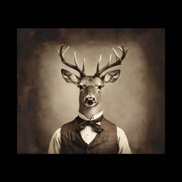 Deer Portrait Victorian Artistic Gift Fashion by popanato