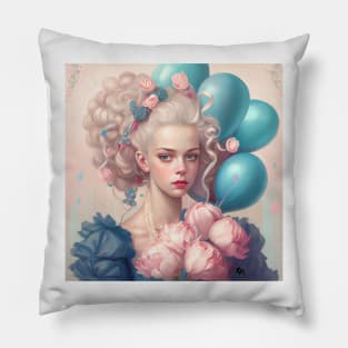 Marie Antoinette and the Blue Balloons Pillow