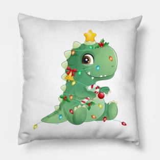 Cute Christmas Tree T Rex Dinosaur Pillow