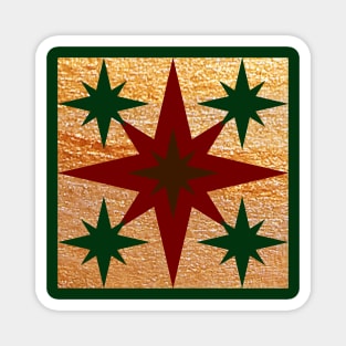 Red, Green and Gold Star Design 2 Magnet