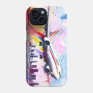 Fantasy illustration of a jet taking off from an airport Phone Case