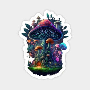 Mushroom Trippy Colorful Psychedelic Art Magnet