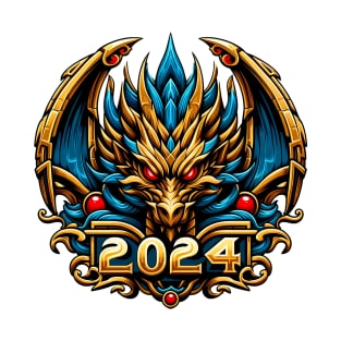 Wooden Gold Blue Dragon 2024 No.7 T-Shirt