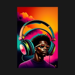 Black man listen to music graphic design artwork T-Shirt