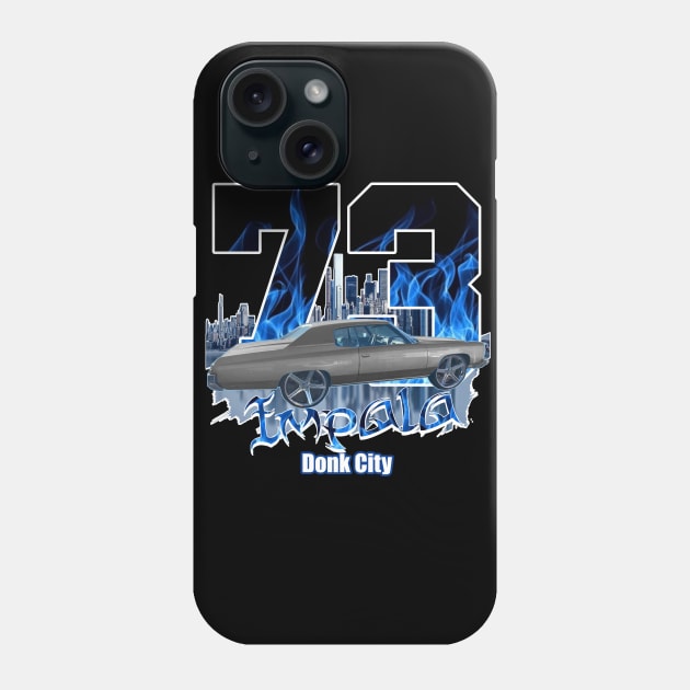 73 Impala Blue Flames Donk City Phone Case by Black Ice Design