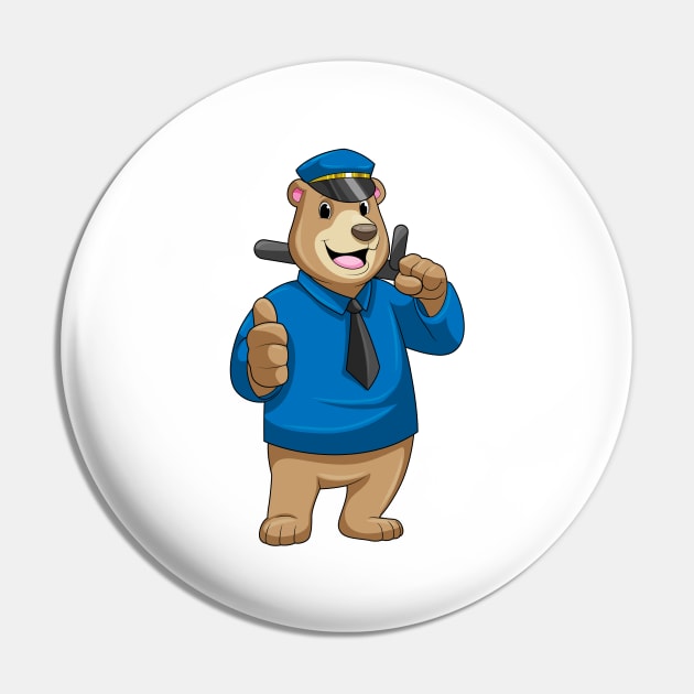 Bear as Police officer with Police hat Pin by Markus Schnabel