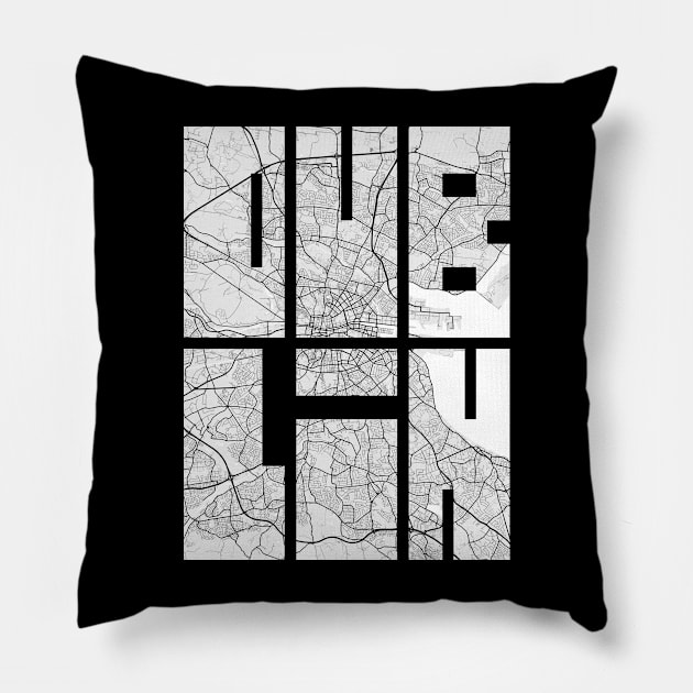 Dublin, Ireland City Map Typography - Light Pillow by deMAP Studio