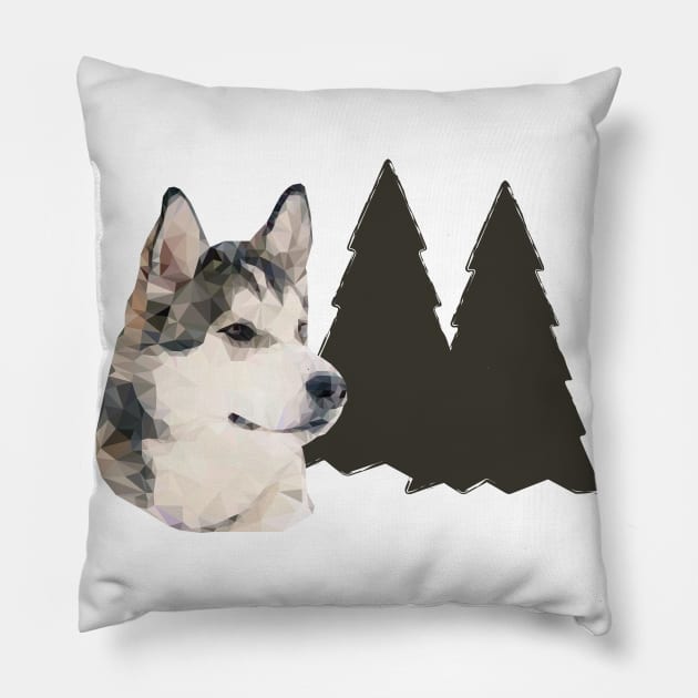 Low Poly Husky Pillow by Kali Farnsworth