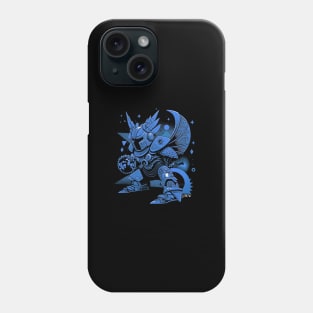 blue armor metallic knight in ecopop mexican ornament suit art Phone Case