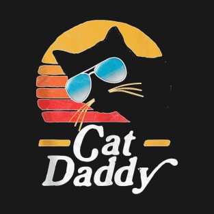 Cat Daddy Vintage 80S Style Cat Retro Sunglasses Distressed Ank Op T-Shirt