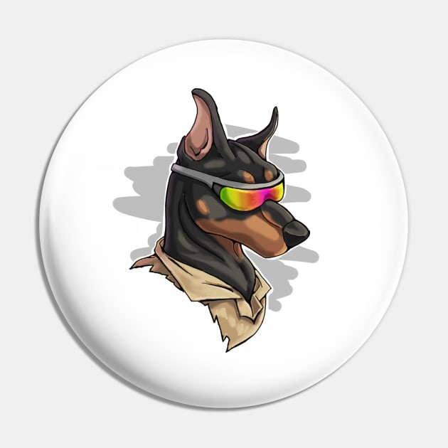 Cool Black Doberman with Shades Pin by Bamsdrawz