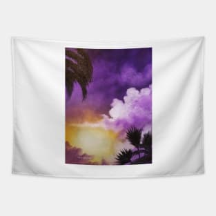 Purple Sunset, Lavender Sunset, Lilac Beach, Purple Beach, Palm Trees on beach, purple sky, lavendar sky Tapestry