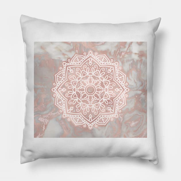 Rose gold mandala - french polished marble Pillow by marbleco