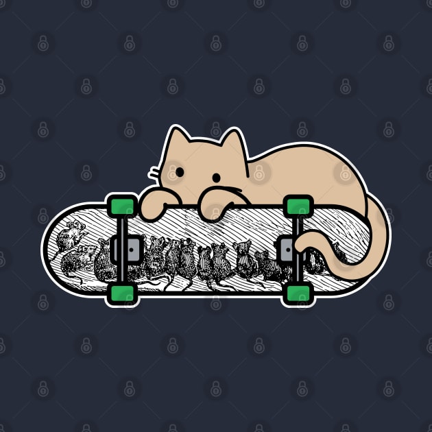 Cat and Skateboard Skateboarding Shy Cat and Mice by GlanceCat