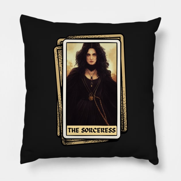 The Sorceress Tarot Card - Yen - Fantasy - Witcher Pillow by Fenay-Designs