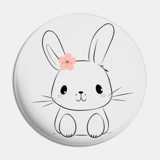 Cute bunny and pink flower Pin