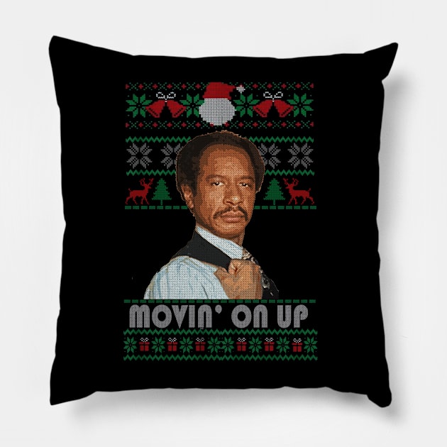 Ugly Christmas The Jeffersons - Movin On Up Pillow by wsyiva