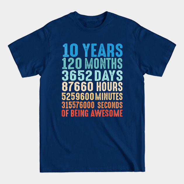 Disover 10 Years Old 10th Birthday Vintage Retro T Shirt20 Months - 10 Years Old 10th Birthday Vintage Retr - T-Shirt